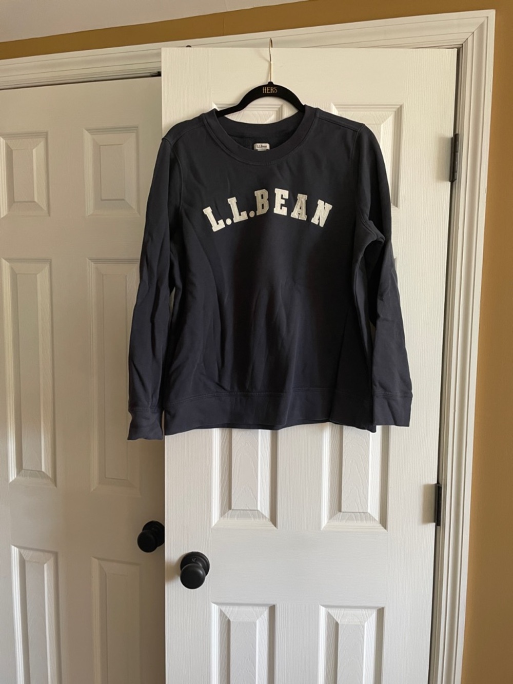 L.L. Bean Navy Crew Sweatshirt with White Logo